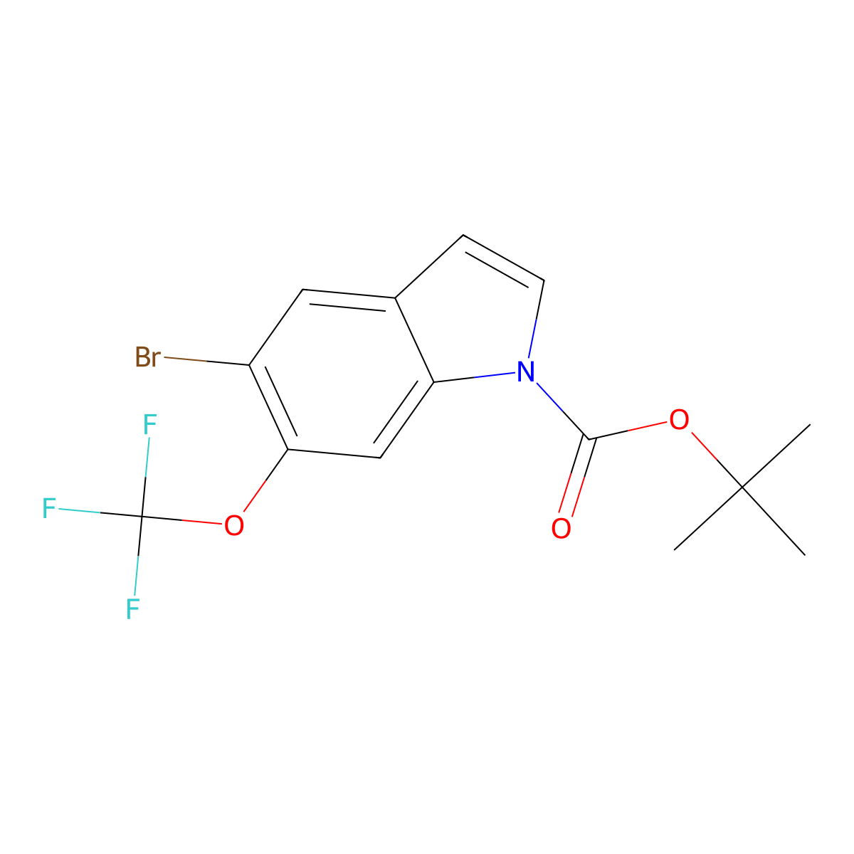 Tert-butyl 5-bromo-6-(trifluoromethoxy)indole-1-carboxylate molecular structure, CAS 2227479-96-9