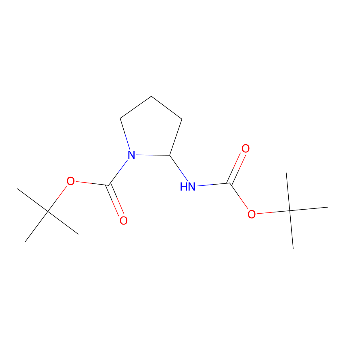 tert-Butyl 2-((tert-butoxycarbonyl)amino)pyrrolidine-1-carboxylate molecular structure, CAS 2227576-80-7