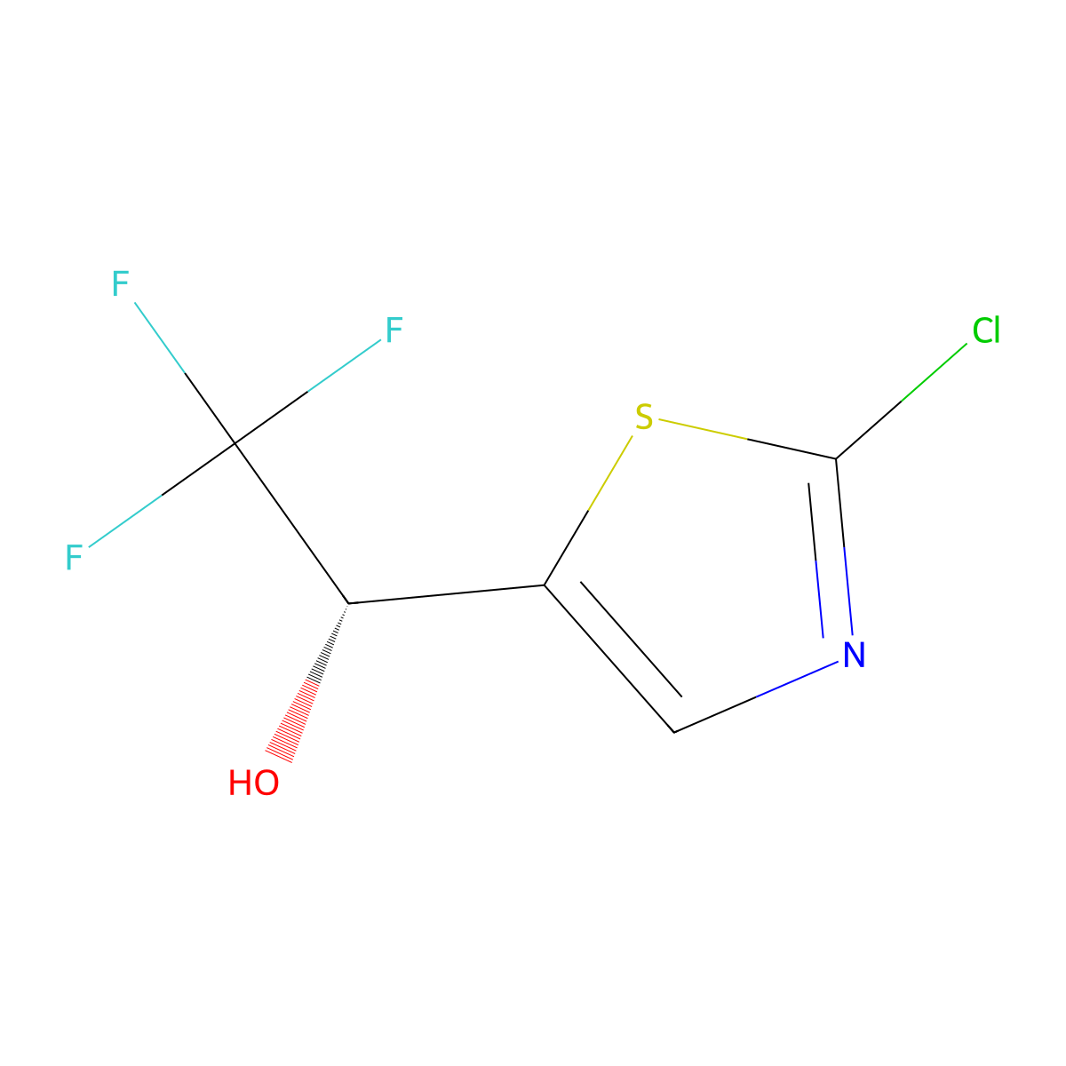 (1R)-1-(2-chloro-1,3-thiazol-5-yl)-2,2,2-trifluoroethan-1-ol molecular structure, CAS 2227644-58-6