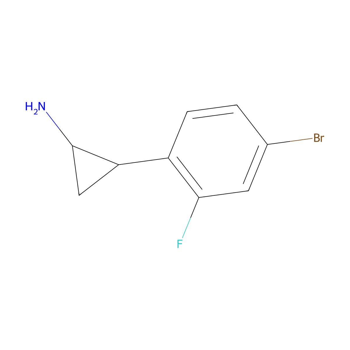 rac-(1R,2S)-2-(4-bromo-2-fluorophenyl)cyclopropan-1-amine molecular structure, CAS 2227649-75-2