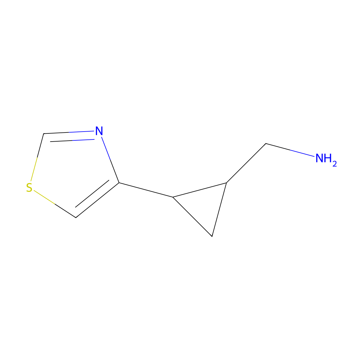 rac-1-[(1R,2R)-2-(1,3-thiazol-4-yl)cyclopropyl]methanamine molecular structure, CAS 2227670-13-3