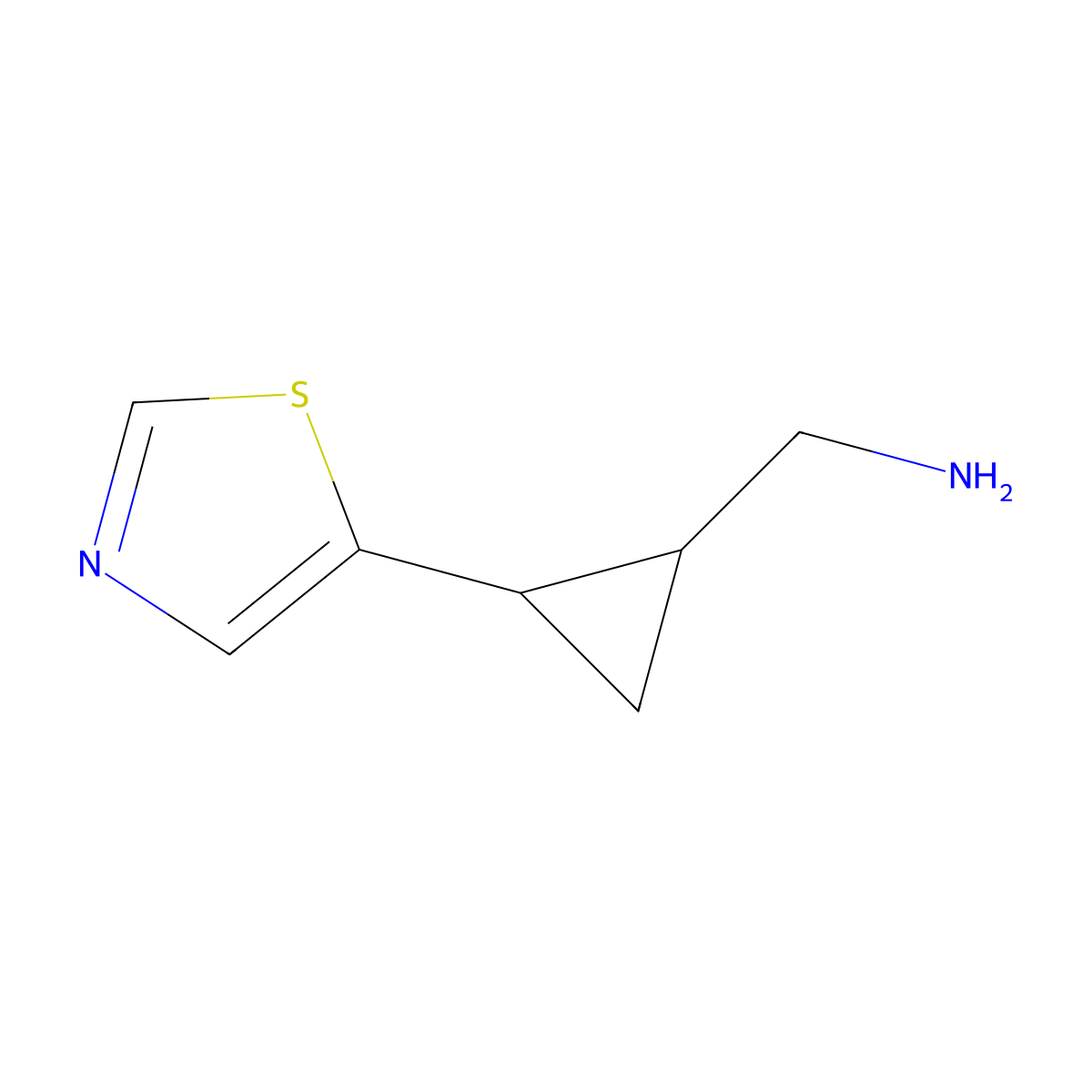 rac-1-[(1R,2R)-2-(1,3-thiazol-5-yl)cyclopropyl]methanamine molecular structure, CAS 2227670-16-6