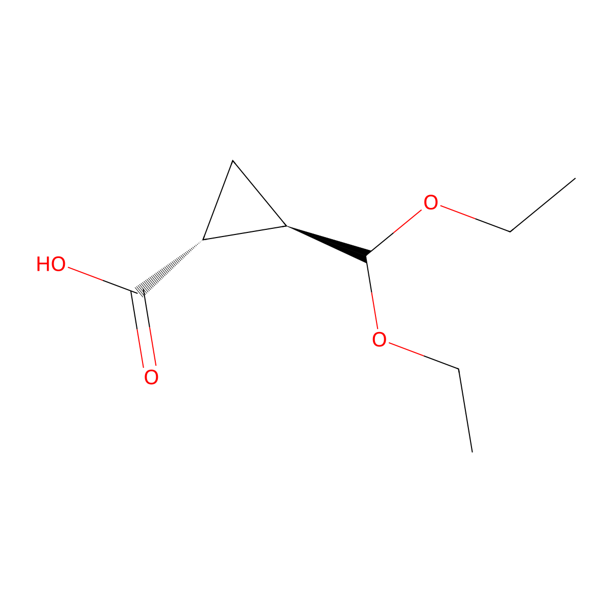 rac-(1R,2R)-2-(diethoxymethyl)cyclopropane-1-carboxylic acid molecular structure, CAS 2227674-16-8