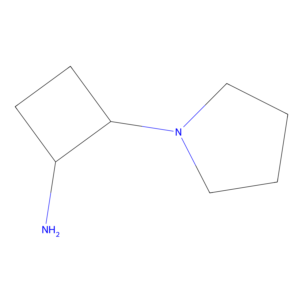 (1R,2R)-2-(Pyrrolidin-1-yl)cyclobutan-1-amine molecular structure, CAS 2227674-50-0