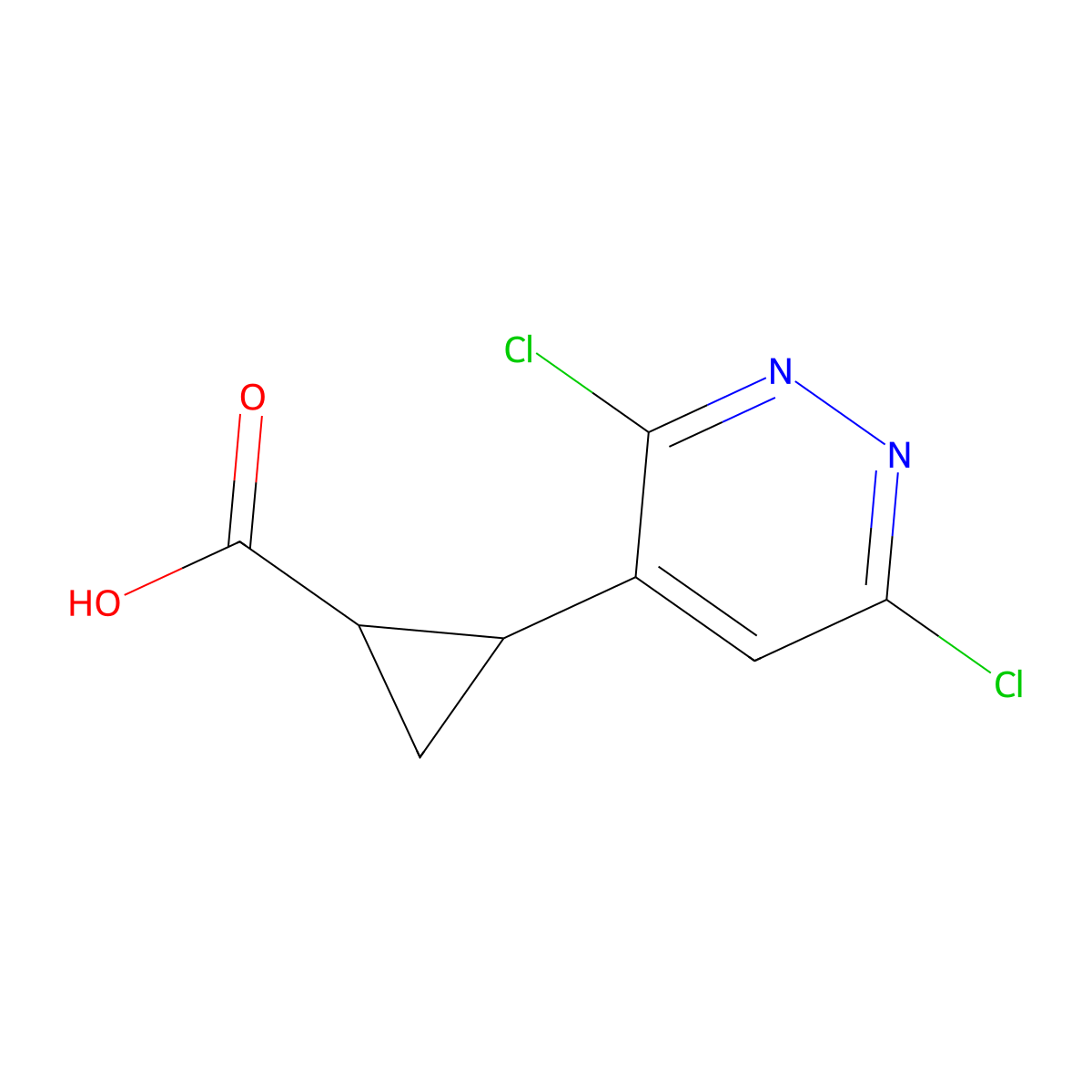 rac-(1R,2R)-2-(3,6-dichloropyridazin-4-yl)cyclopropane-1-carboxylic acid, trans molecular structure, CAS 2227677-41-8