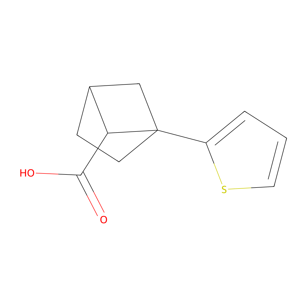 rac-(1R,4R,5R)-1-(thiophen-2-yl)bicyclo[2.1.1]hexane-5-carboxylic acid molecular structure, CAS 2227677-93-0
