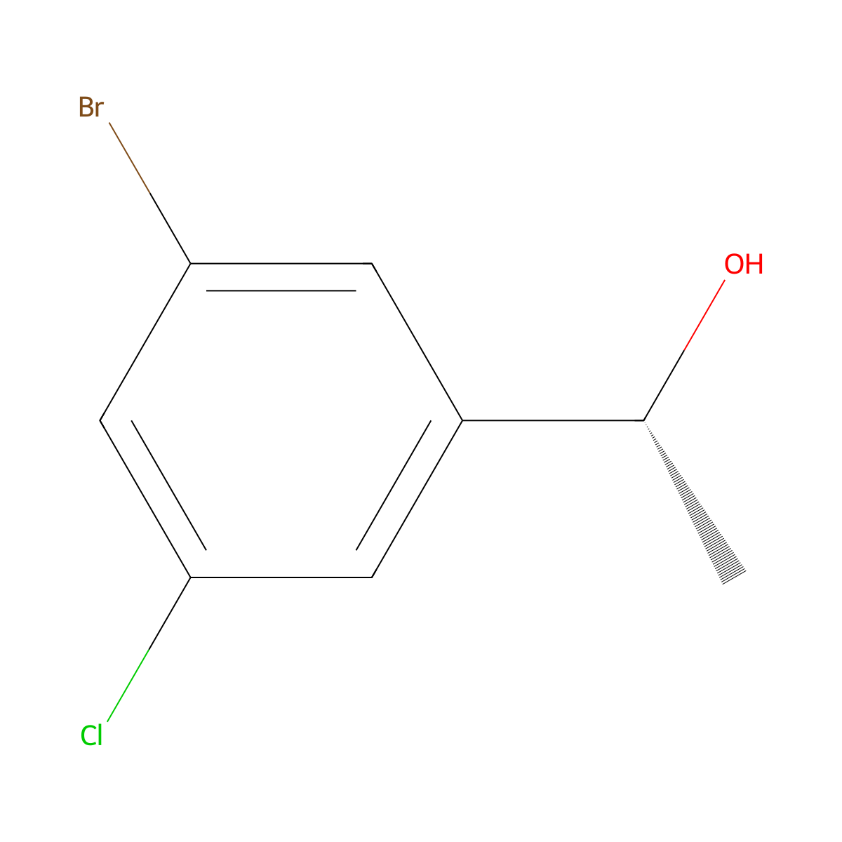 (1R)-1-(3-bromo-5-chlorophenyl)ethan-1-ol molecular structure, CAS 2227685-41-6