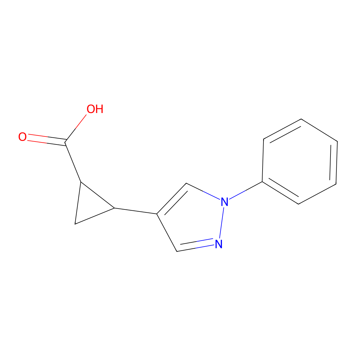 (1R,2R)-2-(1-Phenylpyrazol-4-yl)cyclopropane-1-carboxylic acid molecular structure, CAS 2227692-23-9