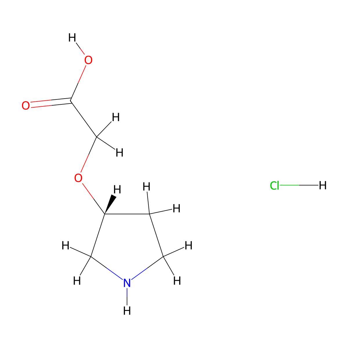 2-[(3R)-pyrrolidin-3-yloxy]acetic acid hydrochloride molecular structure, CAS 2227692-59-1
