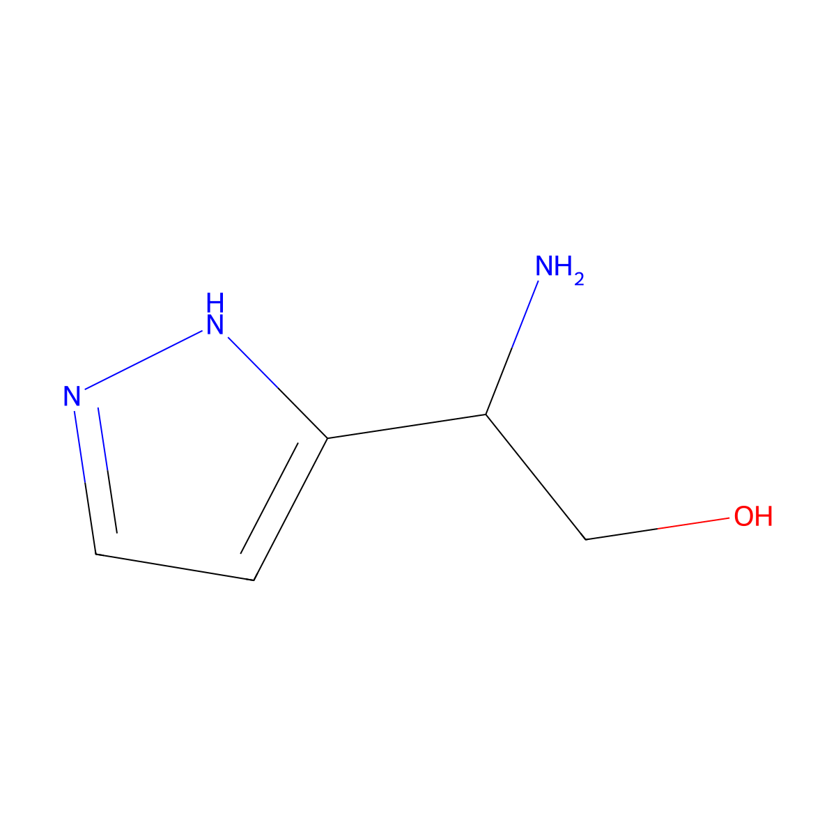 (2R)-2-amino-2-(1H-pyrazol-3-yl)ethan-1-ol molecular structure, CAS 2227692-65-9