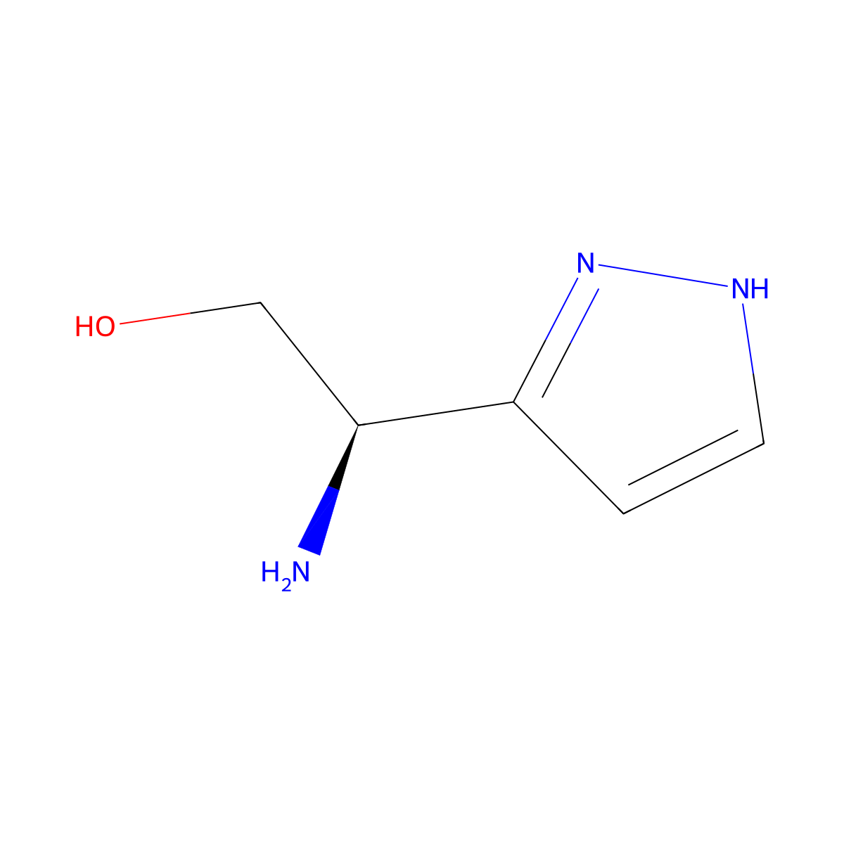 (2R)-2-amino-2-(1H-pyrazol-3-yl)ethan-1-ol molecular structure, CAS 2227692-65-9