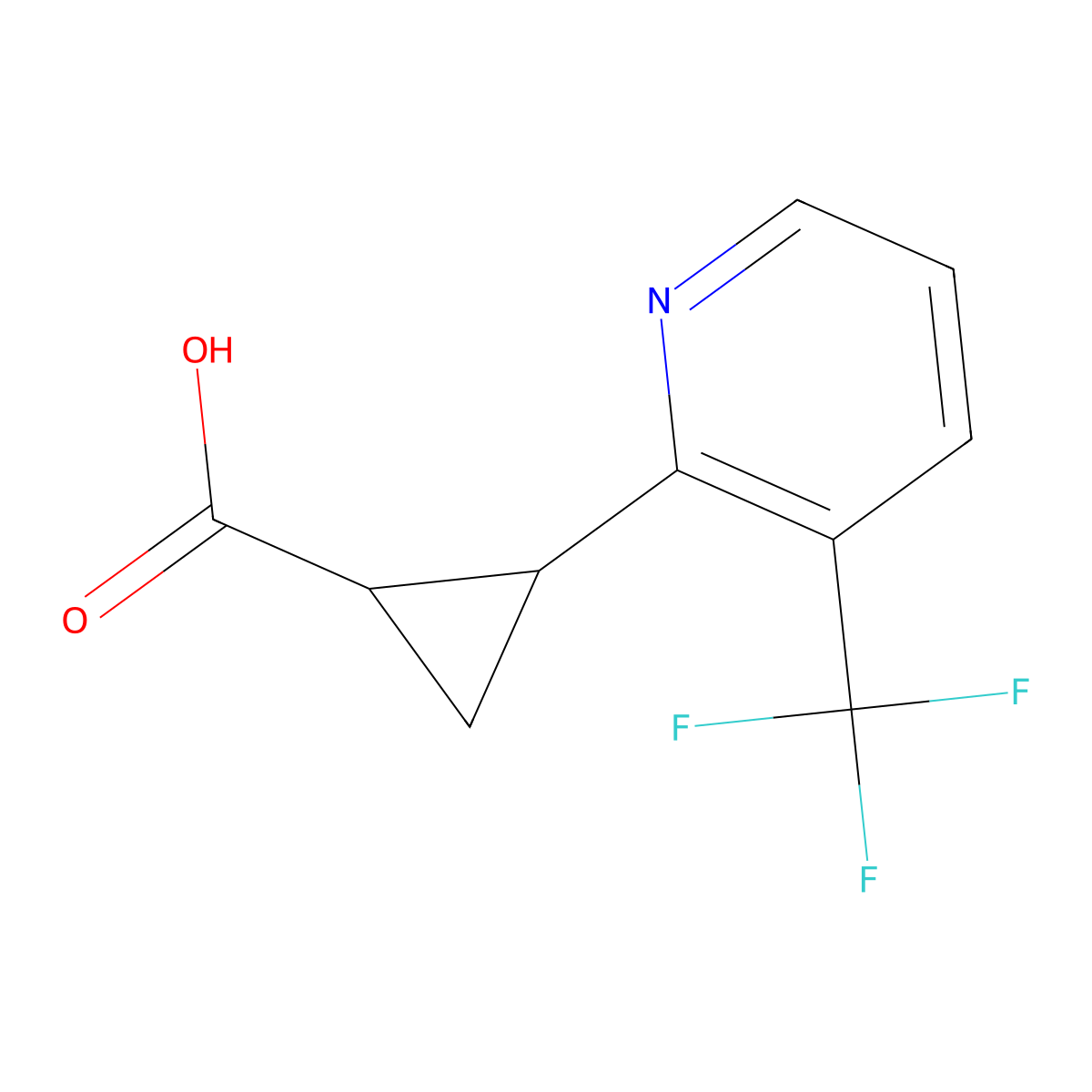 rac-(1R,2R)-2-[3-(trifluoromethyl)pyridin-2-yl]cyclopropane-1-carboxylic acid molecular structure, CAS 2227694-59-7