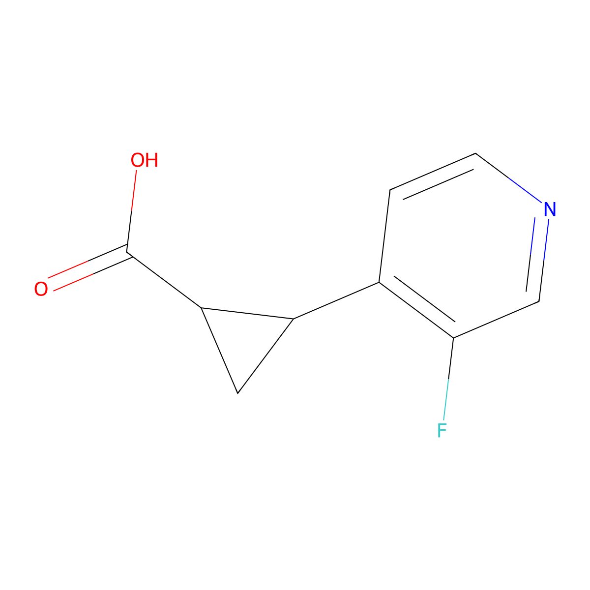 (1R,2R)-2-(3-Fluoropyridin-4-yl)cyclopropane-1-carboxylic acid molecular structure, CAS 2227695-54-5