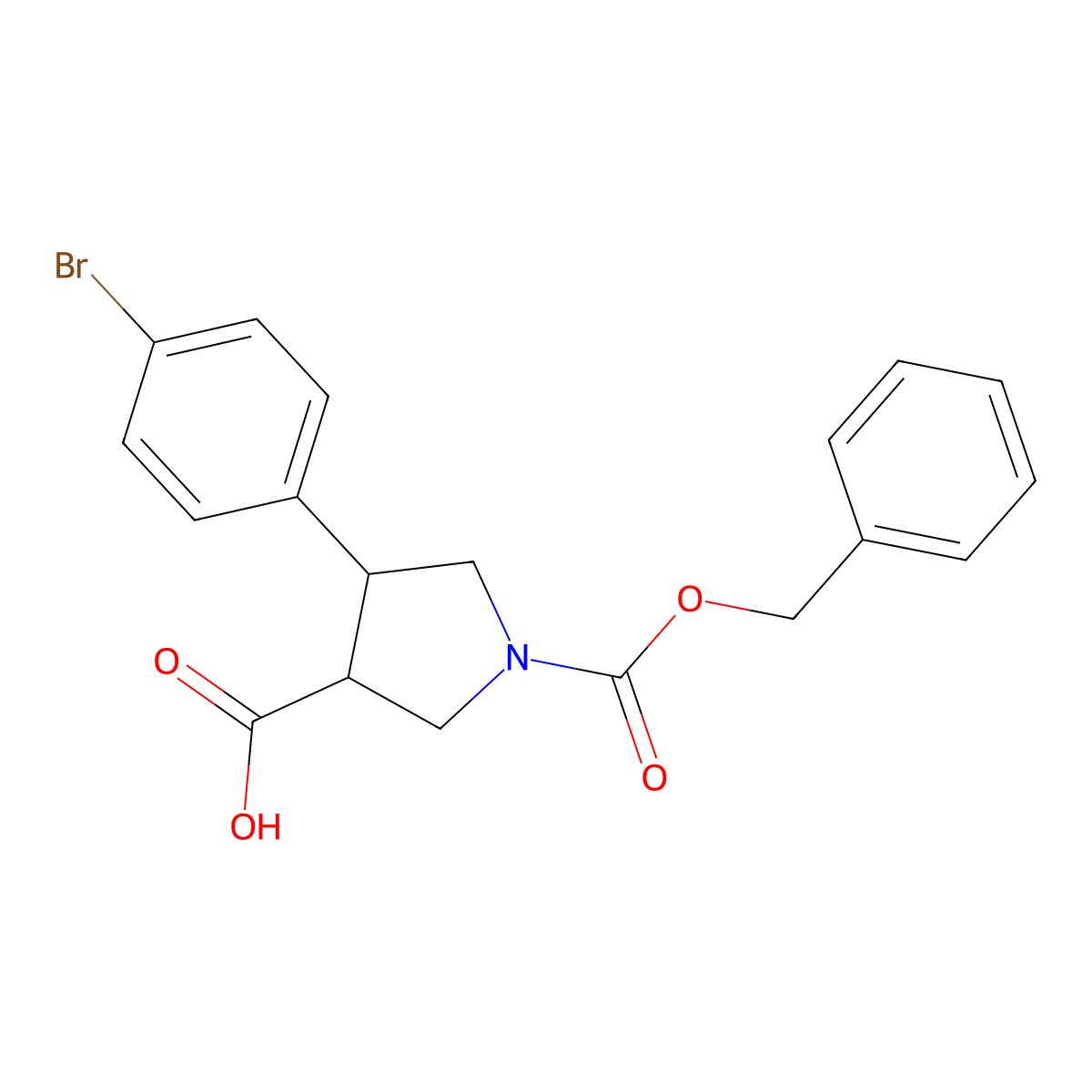 rac-(3R,4S)-1-[(benzyloxy)carbonyl]-4-(4-bromophenyl)pyrrolidine-3-carboxylic acid molecular structure, CAS 2227695-85-2
