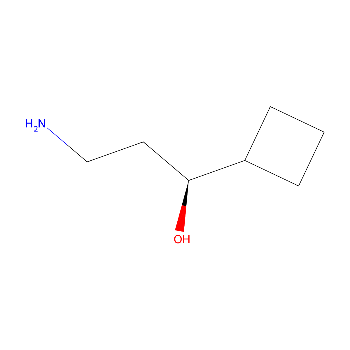 (1S)-3-amino-1-cyclobutylpropan-1-ol molecular structure, CAS 2227695-87-4