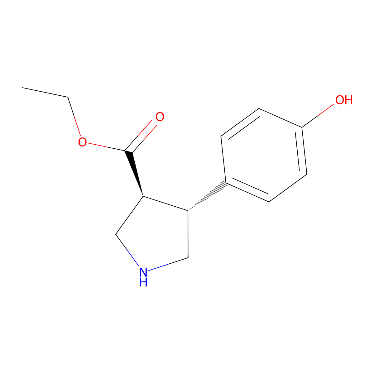 rac-ethyl (3R,4S)-4-(4-hydroxyphenyl)pyrrolidine-3-carboxylate molecular structure, CAS 2227696-49-1