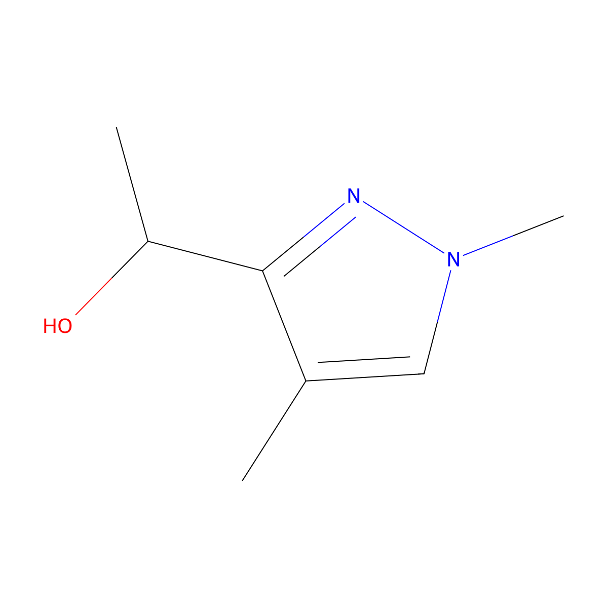(1S)-1-(1,4-dimethyl-1H-pyrazol-3-yl)ethan-1-ol molecular structure, CAS 2227697-76-7