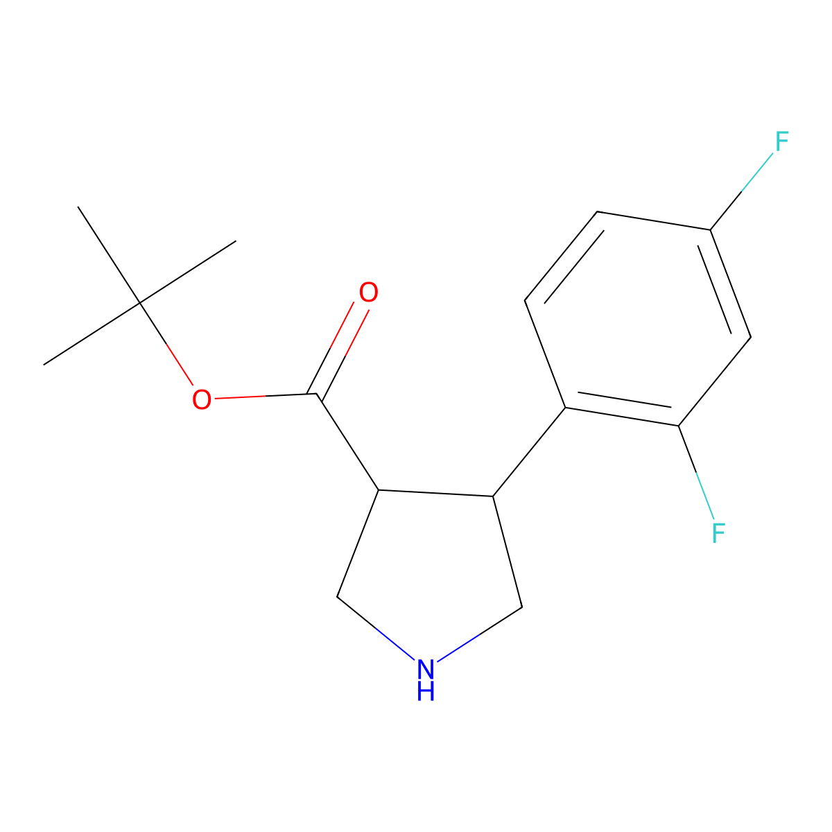 rac-tert-butyl (3R,4S)-4-(2,4-difluorophenyl)pyrrolidine-3-carboxylate molecular structure, CAS 2227698-22-6