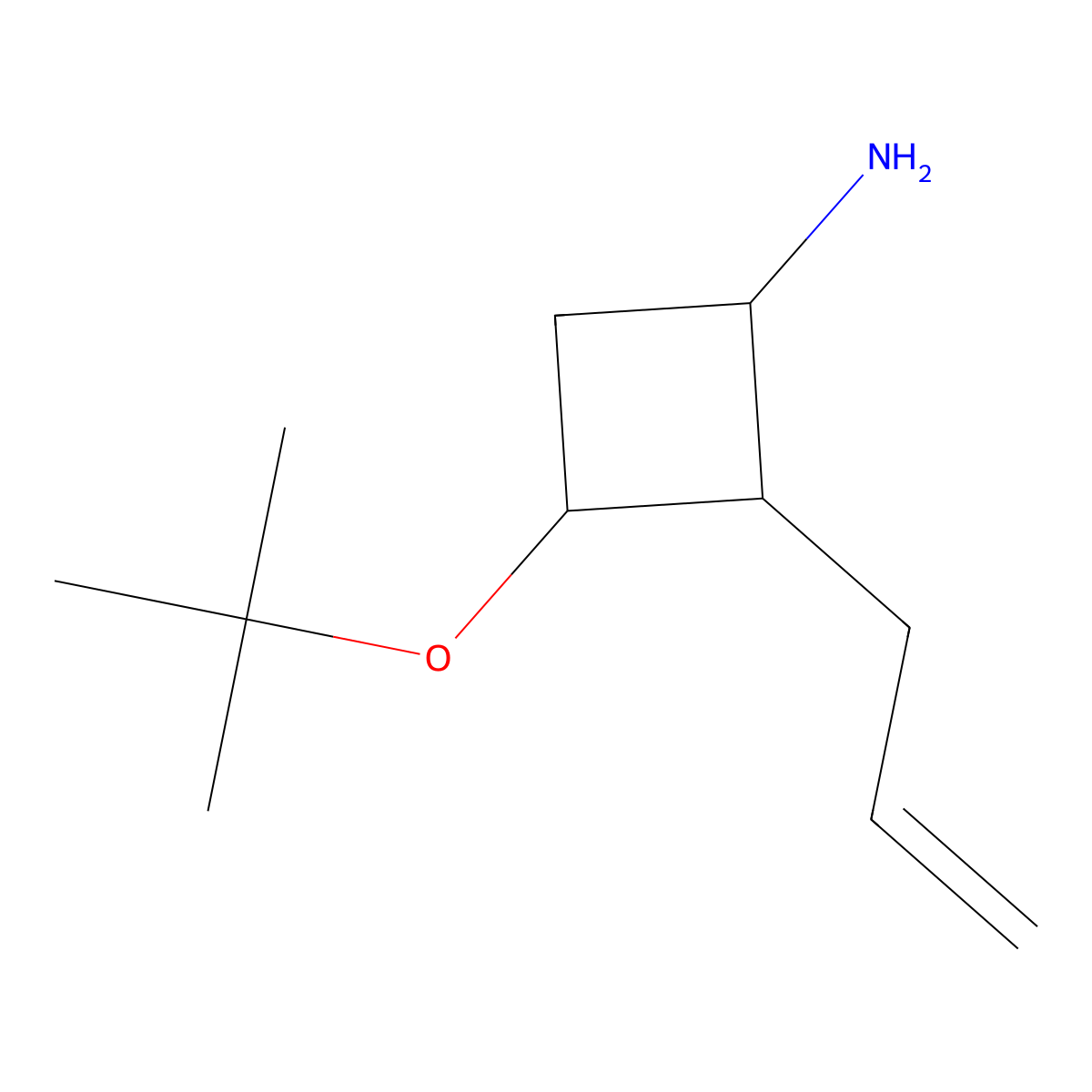 rac-(1R,2S,3R)-3-(tert-butoxy)-2-(prop-2-en-1-yl)cyclobutan-1-amine molecular structure, CAS 2227705-93-1
