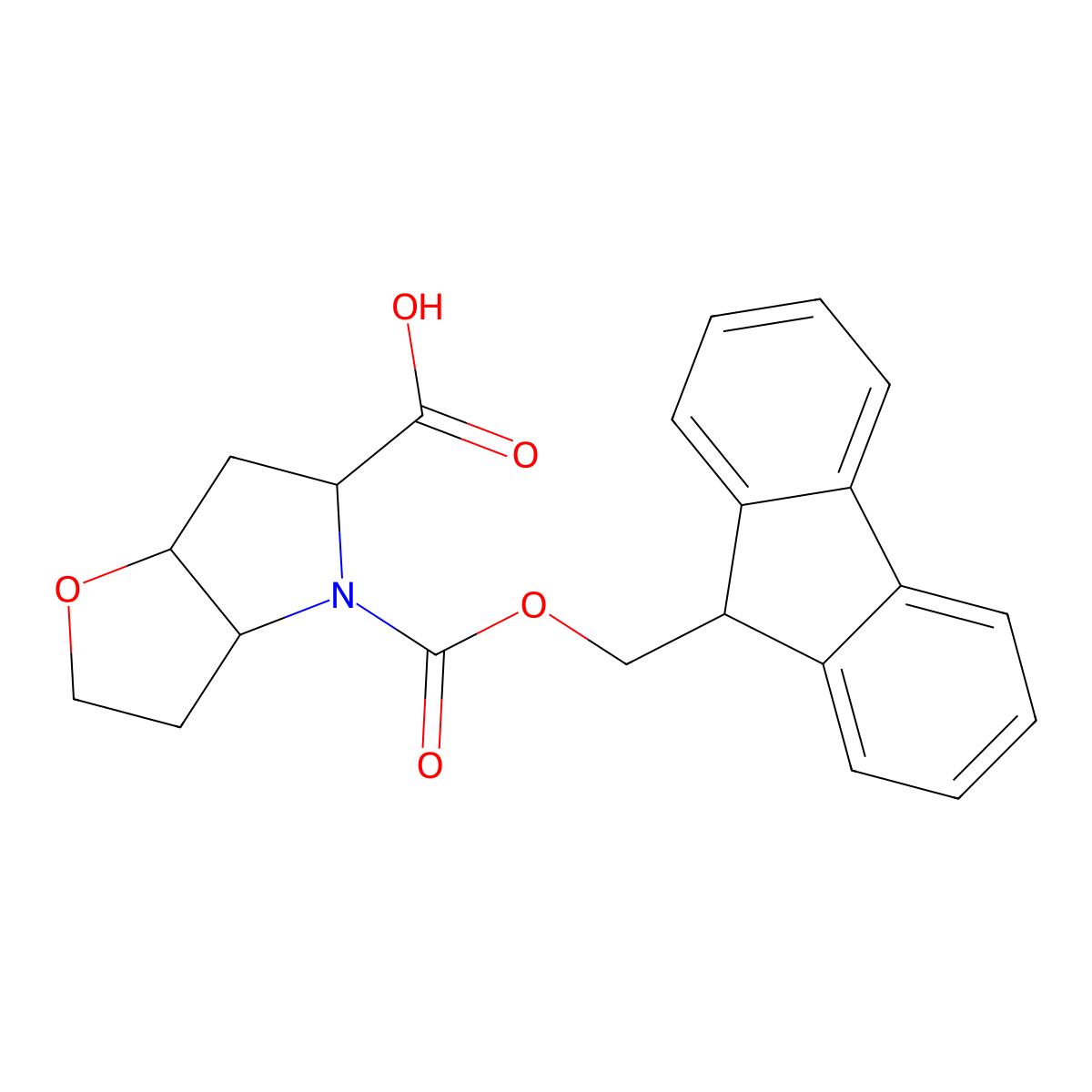 rac-(3aR,5R,6aR)-4-(((9H-fluoren-9-yl)methoxy)carbonyl)-hexahydro-2H-furo(3,2-b)pyrrole-5-carboxylic acid molecular structure, CAS 2227706-00-3