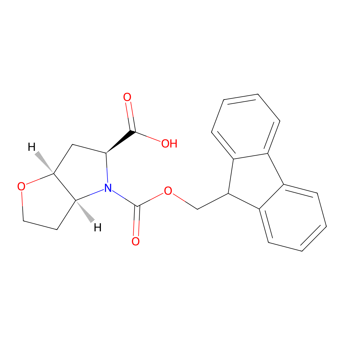 rac-(3aR,5R,6aR)-4-(((9H-fluoren-9-yl)methoxy)carbonyl)-hexahydro-2H-furo(3,2-b)pyrrole-5-carboxylic acid molecular structure, CAS 2227706-00-3