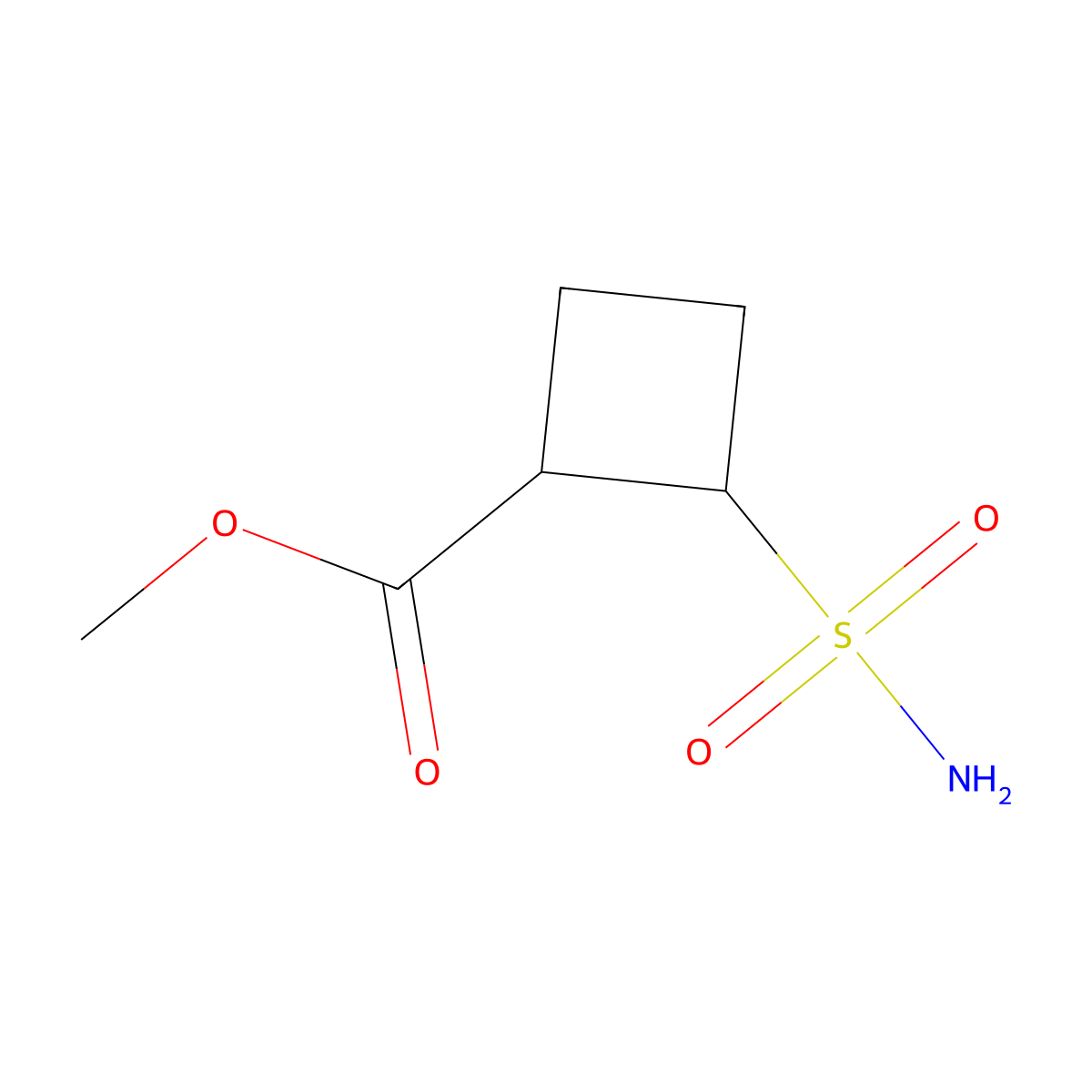 Methyl 2-sulfamoylcyclobutane-1-carboxylate molecular structure, CAS 2227710-14-5