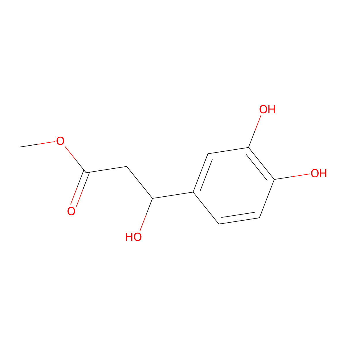 methyl(3R)-3-(3,4-dihydroxyphenyl)-3-hydroxypropanoate molecular structure, CAS 2227710-72-5