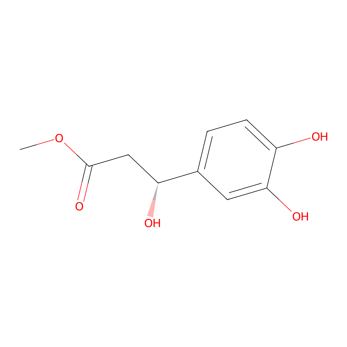 methyl(3R)-3-(3,4-dihydroxyphenyl)-3-hydroxypropanoate molecular structure, CAS 2227710-72-5