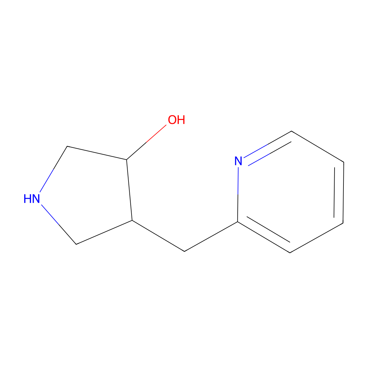 rac-(3R,4S)-4-[(pyridin-2-yl)methyl]pyrrolidin-3-ol molecular structure, CAS 2227718-63-8