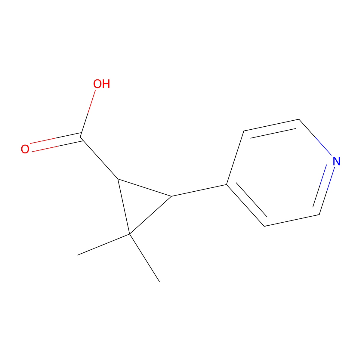 rac-(1R,3R)-2,2-dimethyl-3-(pyridin-4-yl)cyclopropane-1-carboxylic acid molecular structure, CAS 2227725-59-7