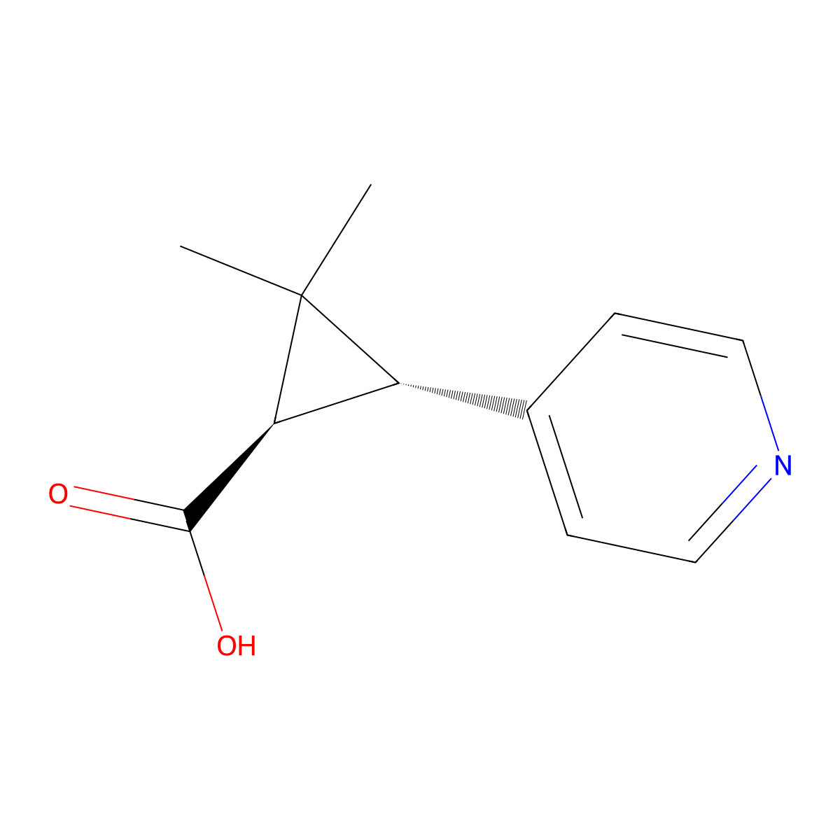 rac-(1R,3R)-2,2-dimethyl-3-(pyridin-4-yl)cyclopropane-1-carboxylic acid molecular structure, CAS 2227725-59-7