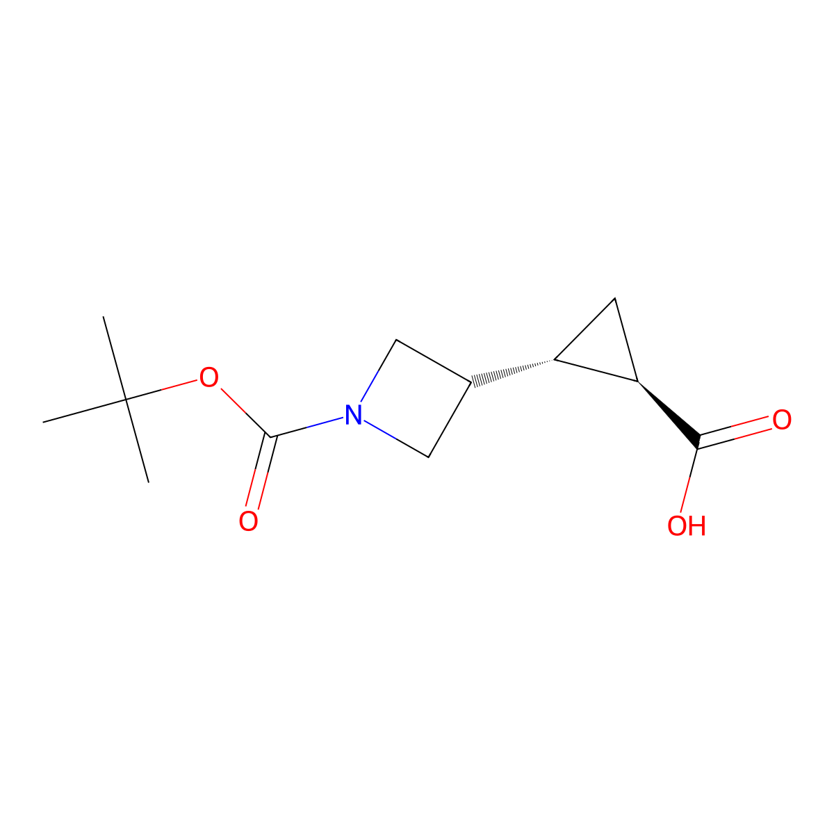 rac-(1R,2S)-2-(1-((tert-butoxy)carbonyl)azetidin-3-yl)cyclopropane-1-carboxylic acid molecular structure, CAS 2227740-83-0