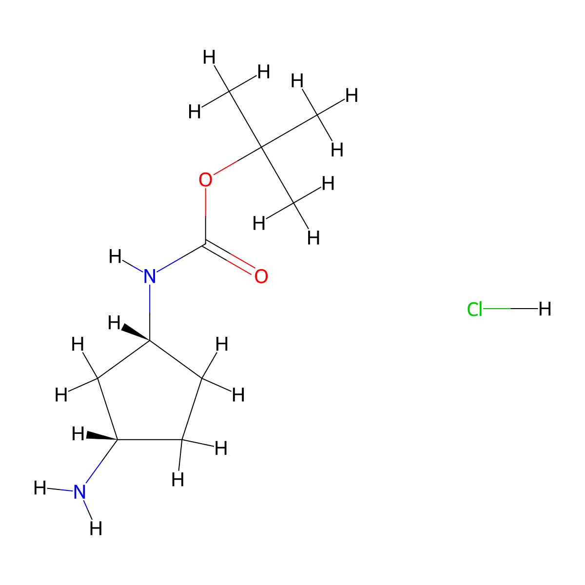 rac-tert-butyl N-((1R,3S)-3-aminocyclopentyl)carbamate hydrochloride molecular structure, CAS 2227743-71-5