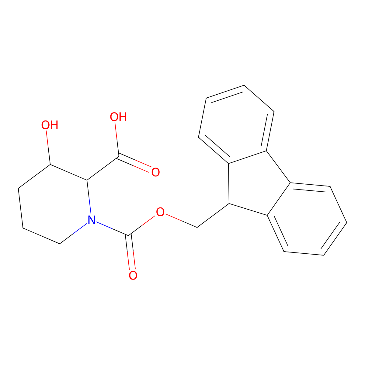 (2S,3R)-1-(((9H-fluoren-9-yl)methoxy)carbonyl)-3-hydroxypiperidine-2-carboxylic acid molecular structure, CAS 2227745-43-7