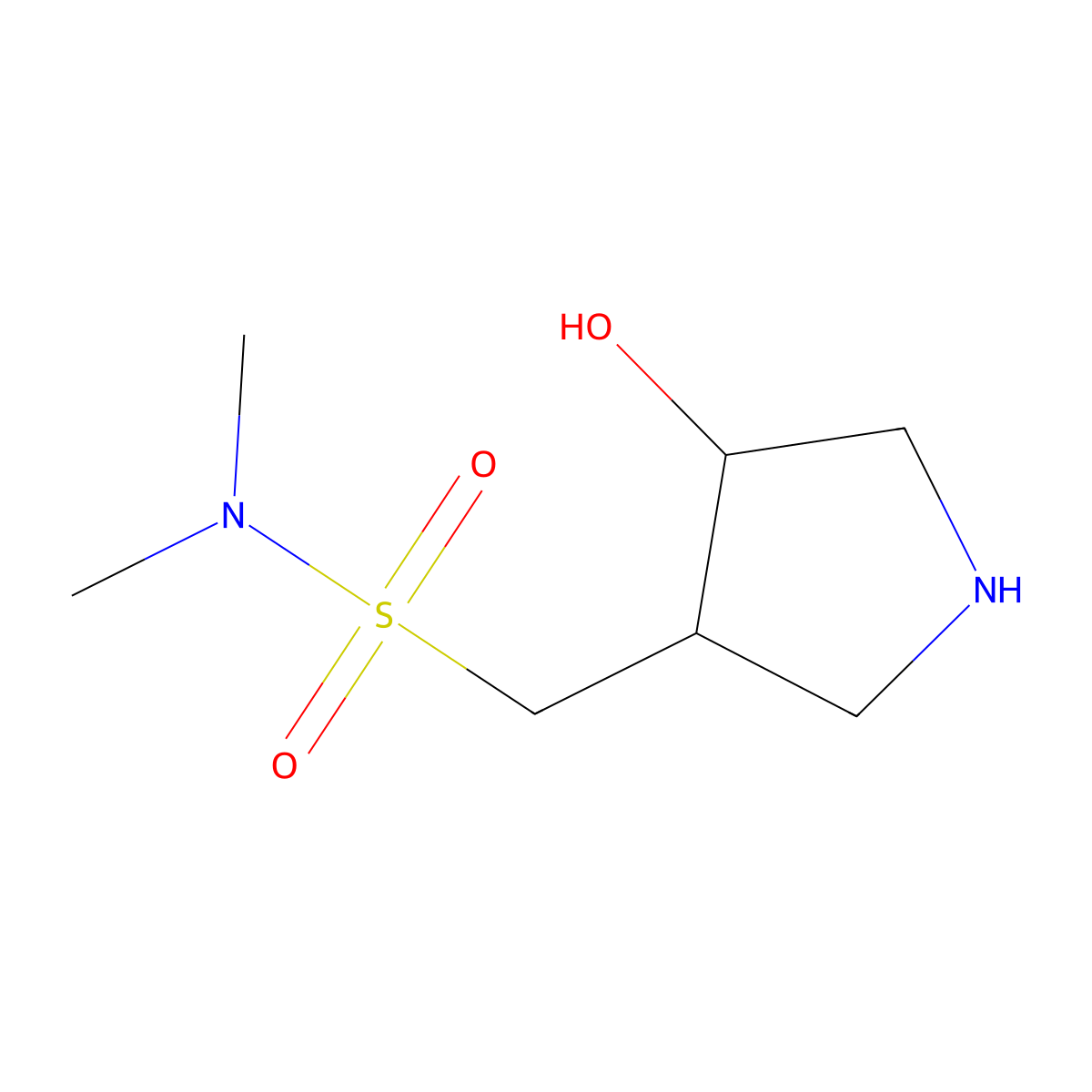 rac-1-[(3R,4S)-4-hydroxypyrrolidin-3-yl]-N,N-dimethylmethanesulfonamide molecular structure, CAS 2227749-52-0