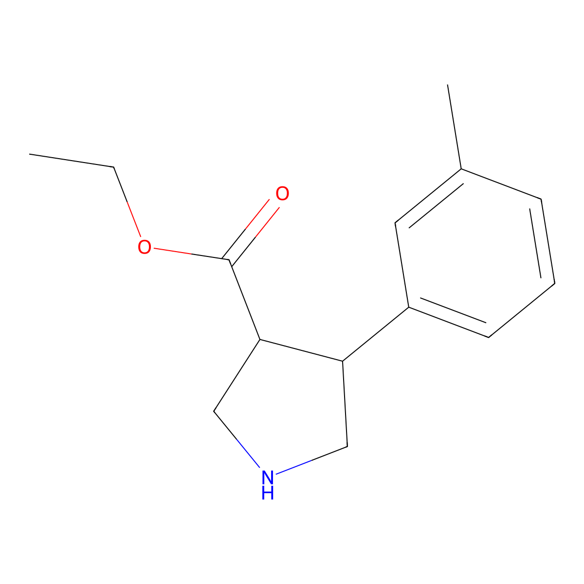 rac-ethyl (3R,4S)-4-(3-methylphenyl)pyrrolidine-3-carboxylate molecular structure, CAS 2227751-32-6