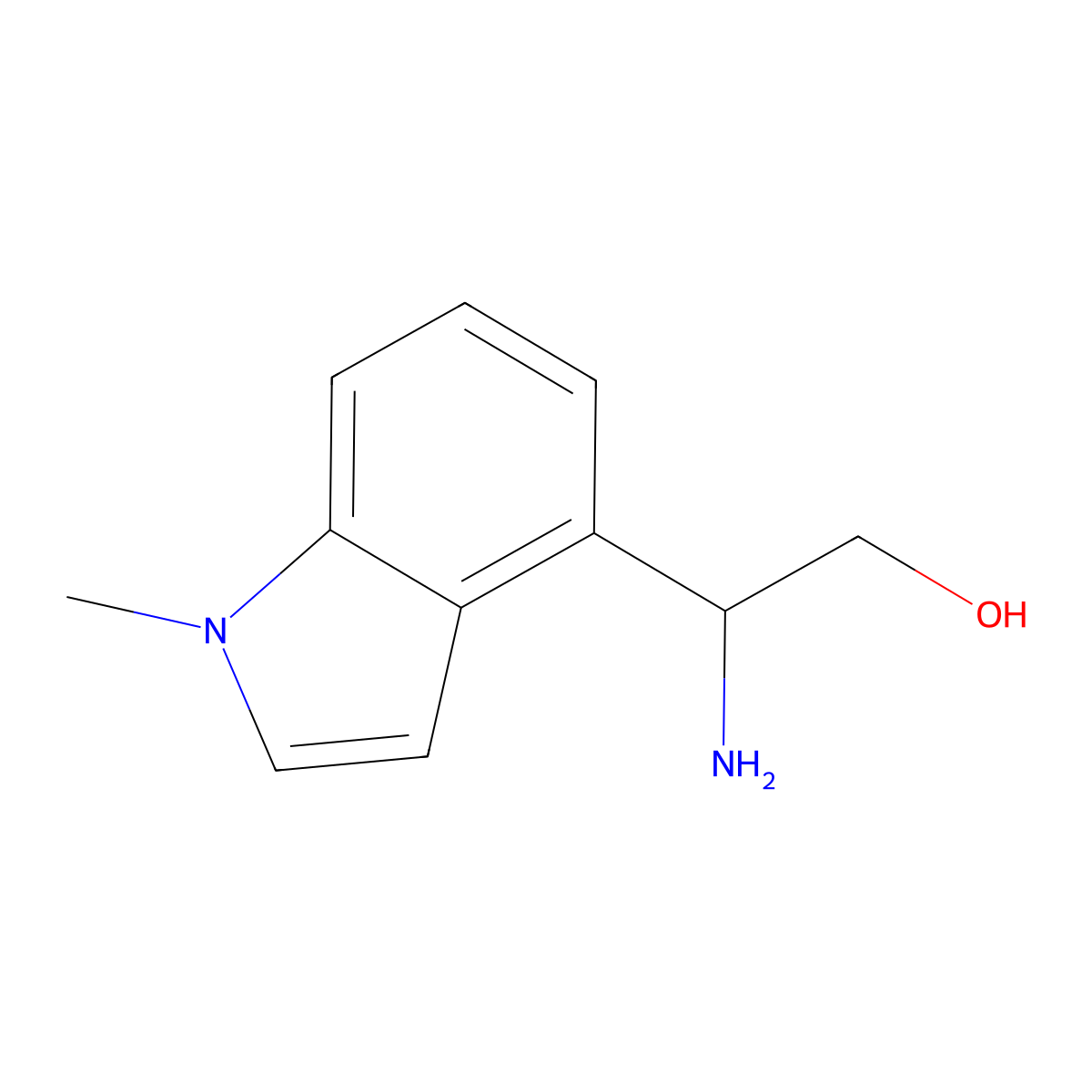 (2S)-2-amino-2-(1-methyl-1H-indol-4-yl)ethan-1-ol molecular structure, CAS 2227753-22-0