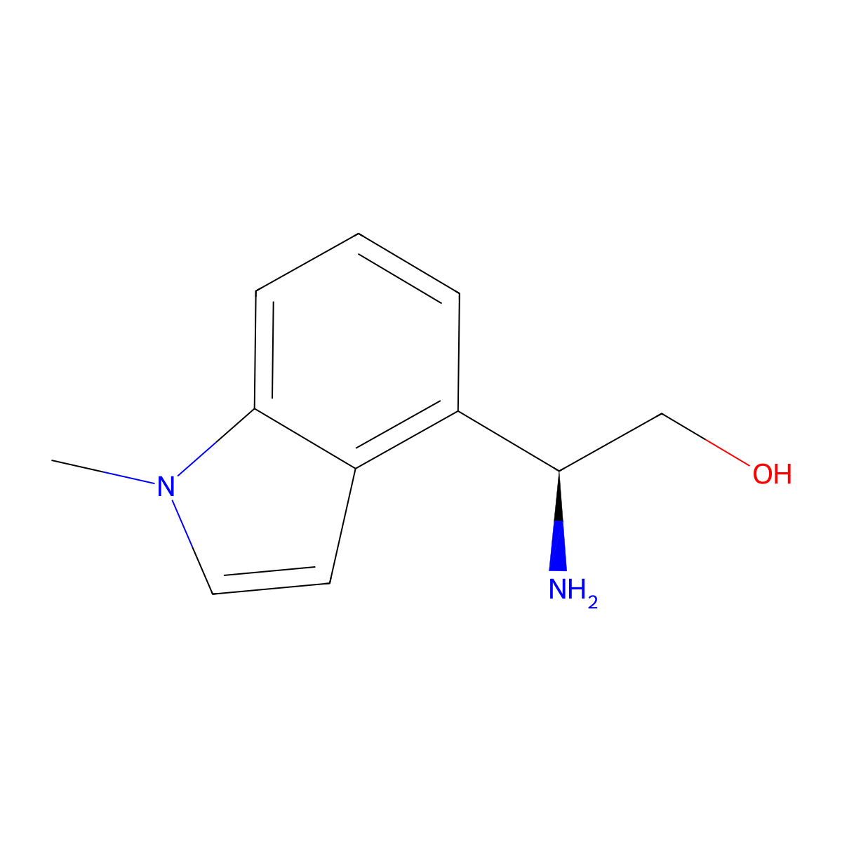 (2S)-2-amino-2-(1-methyl-1H-indol-4-yl)ethan-1-ol molecular structure, CAS 2227753-22-0