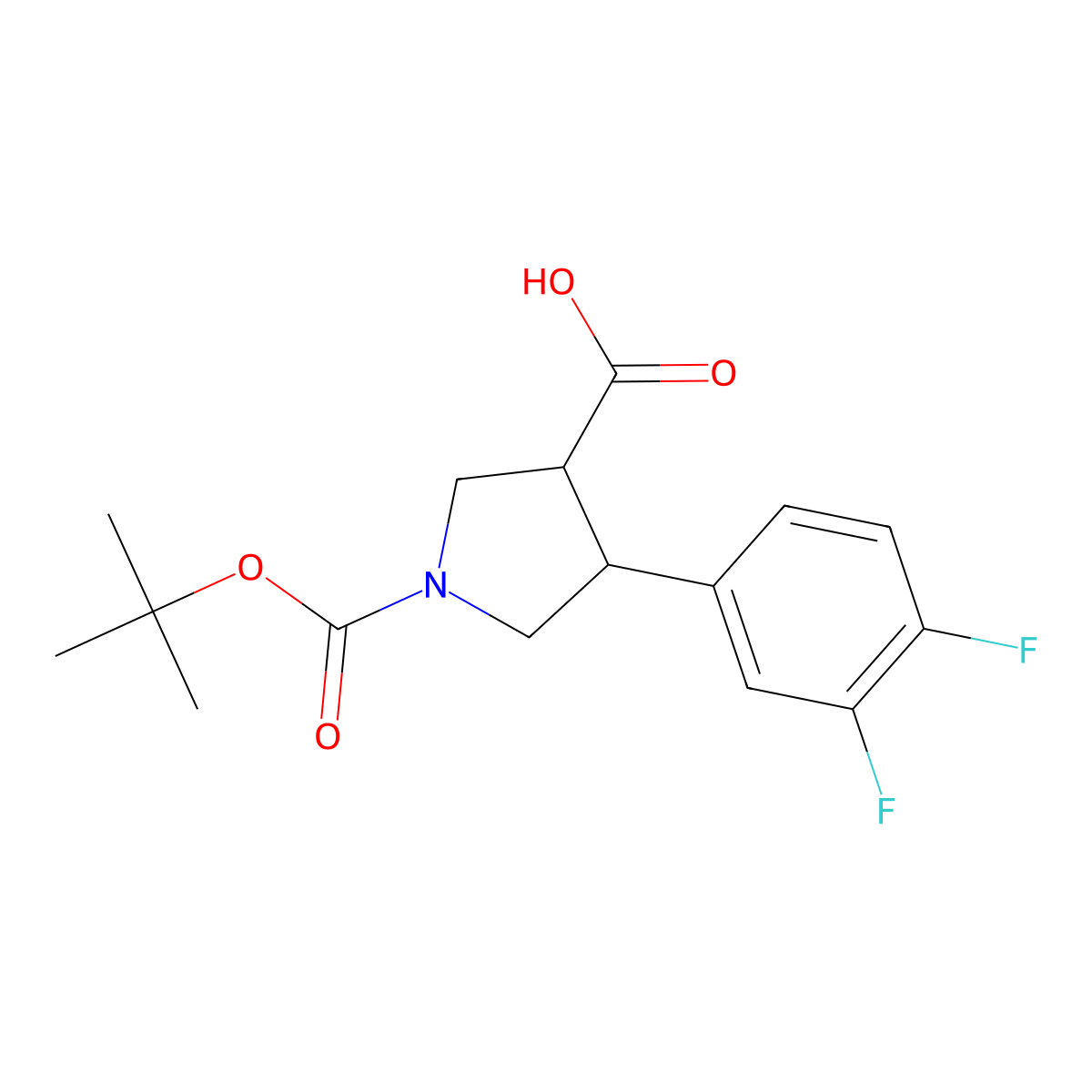 trans-1-(Tert-butoxycarbonyl)-4-(3,4-difluorophenyl)pyrrolidine-3-carboxylic acid molecular structure, CAS 2227756-36-5