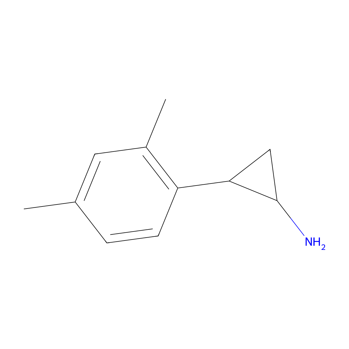 rac-(1R,2S)-2-(2,4-dimethylphenyl)cyclopropan-1-amine molecular structure, CAS 2227758-30-5