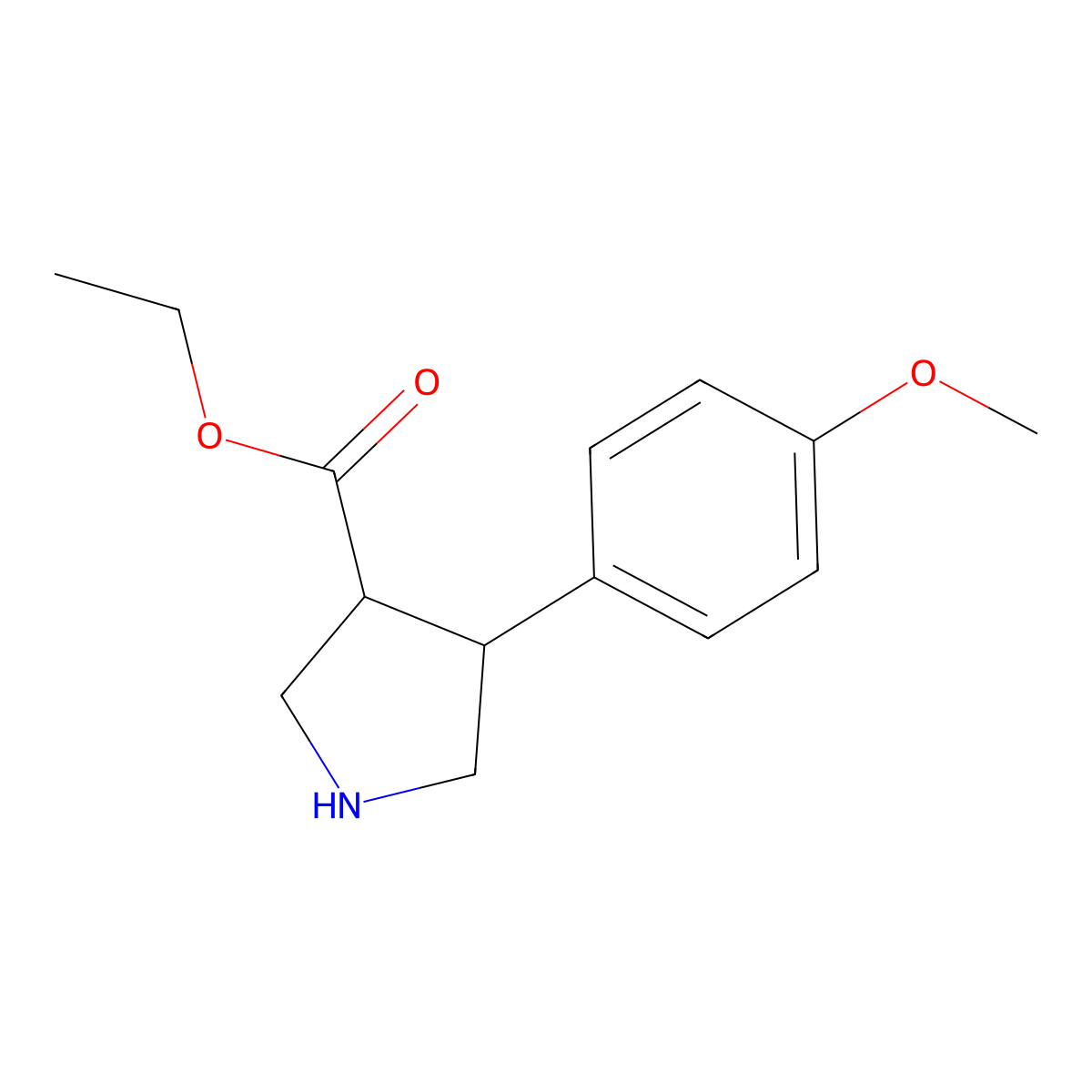 rac-ethyl (3R,4S)-4-(4-methoxyphenyl)pyrrolidine-3-carboxylate molecular structure, CAS 2227758-46-3