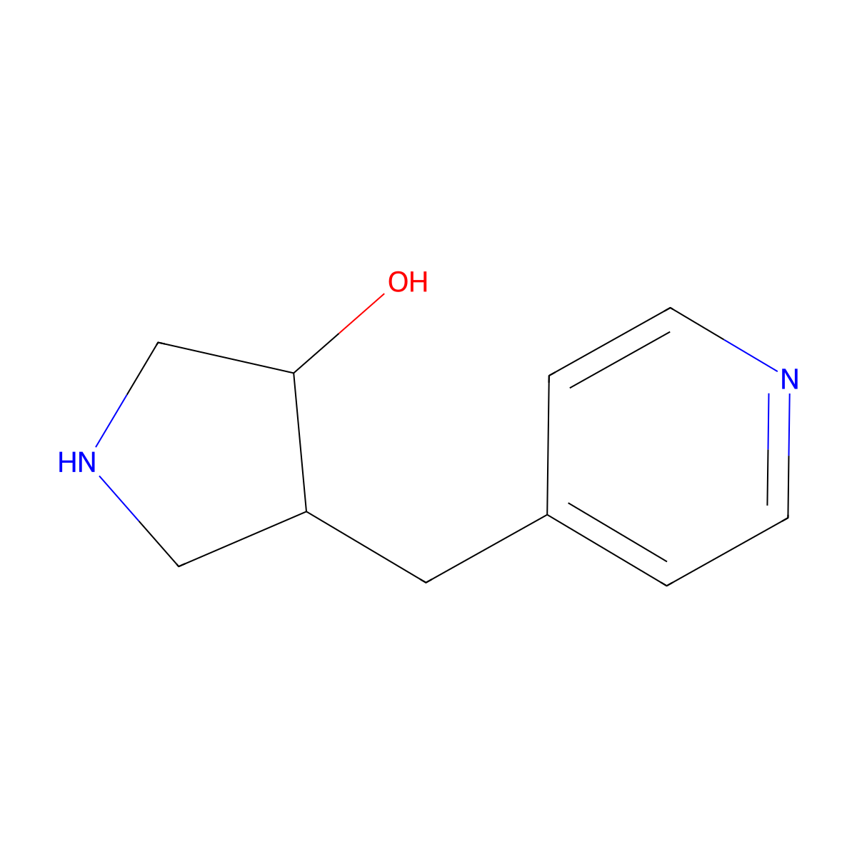 rac-(3R,4S)-4-[(pyridin-4-yl)methyl]pyrrolidin-3-ol molecular structure, CAS 2227762-50-5