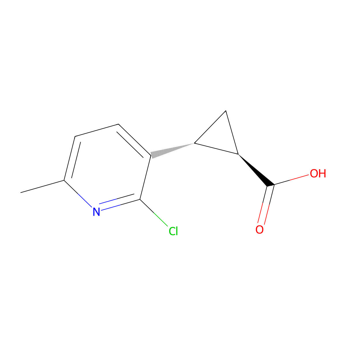 rac-(1R,2R)-2-(2-chloro-6-methylpyridin-3-yl)cyclopropane-1-carboxylic acid molecular structure, CAS 2227763-79-1