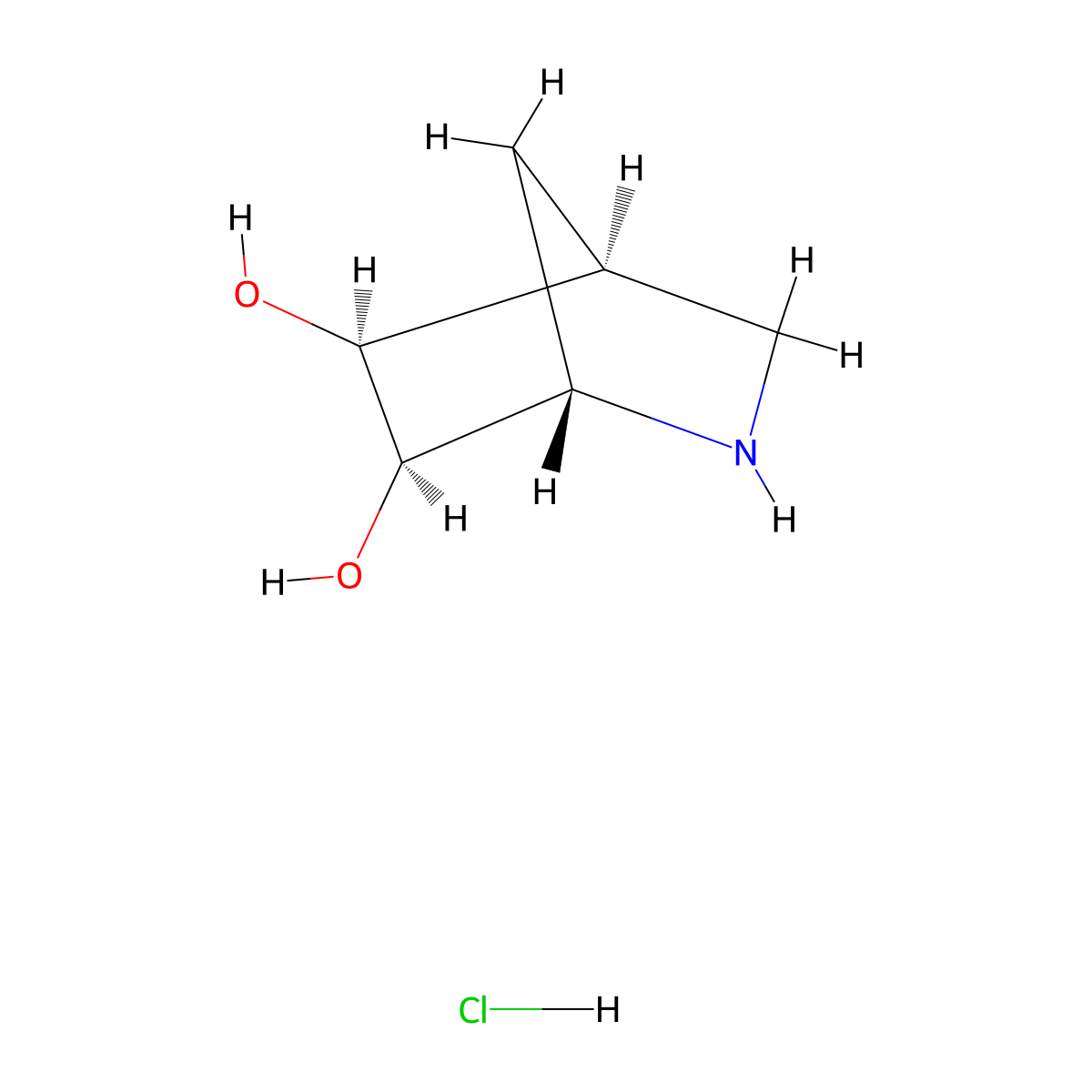 rac-(1R,4R,5R,6S)-2-azabicyclo[2.2.1]heptane-5,6-diol hydrochloride molecular structure, CAS 2227765-74-2