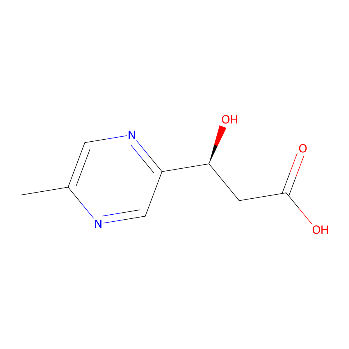 (S)-3-Hydroxy-3-(5-methylpyrazin-2-yl)propanoic acid molecular structure, CAS 2227767-08-8