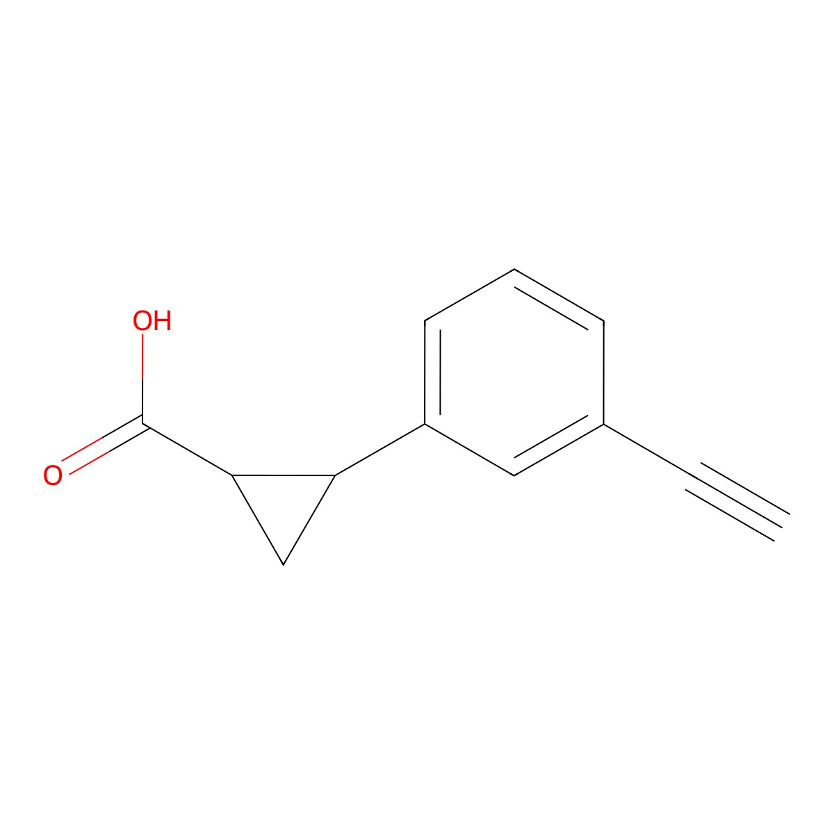 rac-(1R,2R)-2-(3-ethynylphenyl)cyclopropane-1-carboxylic acid molecular structure, CAS 2227771-60-8