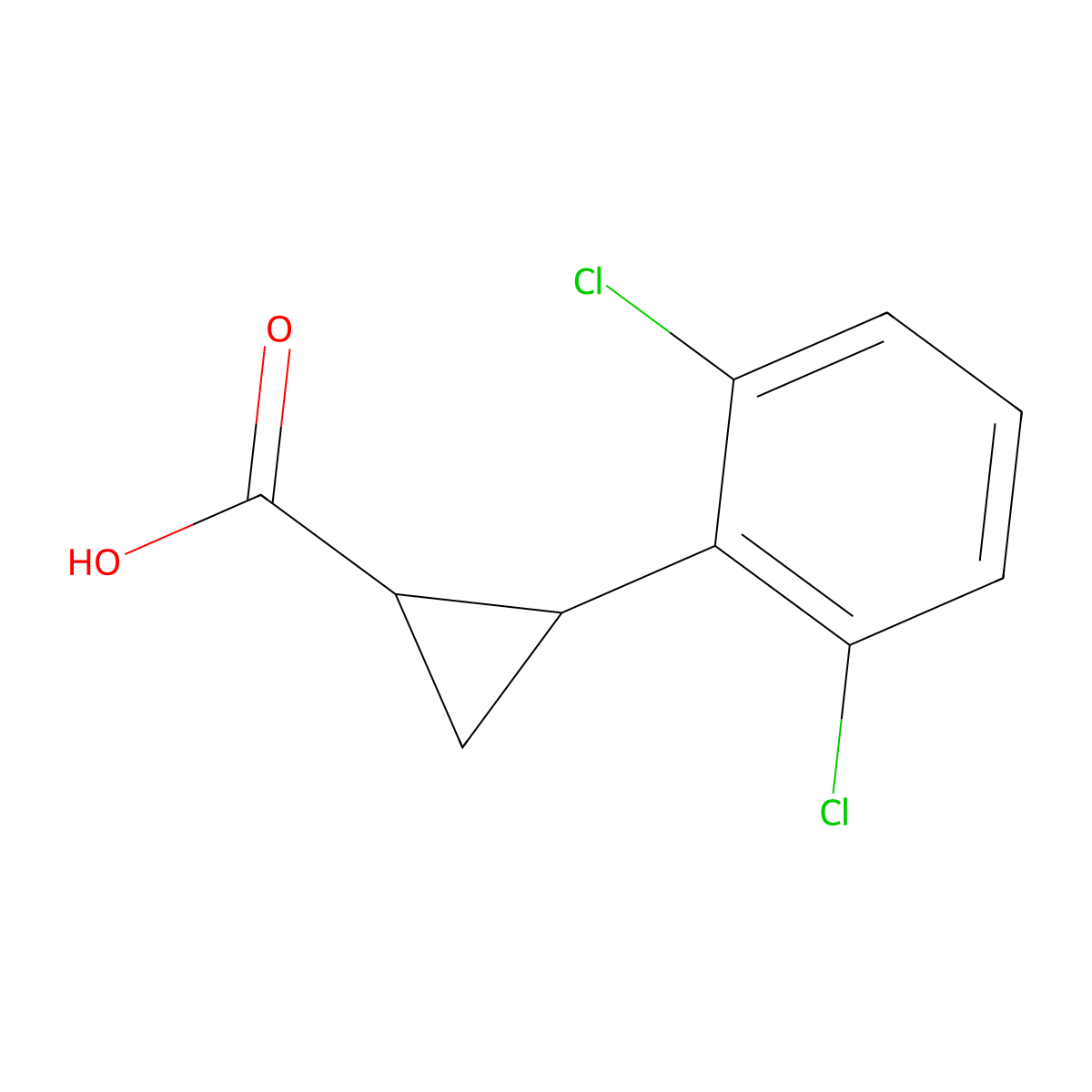 rac-(1R,2R)-2-(2,6-dichlorophenyl)cyclopropane-1-carboxylic acid molecular structure, CAS 2227778-92-7