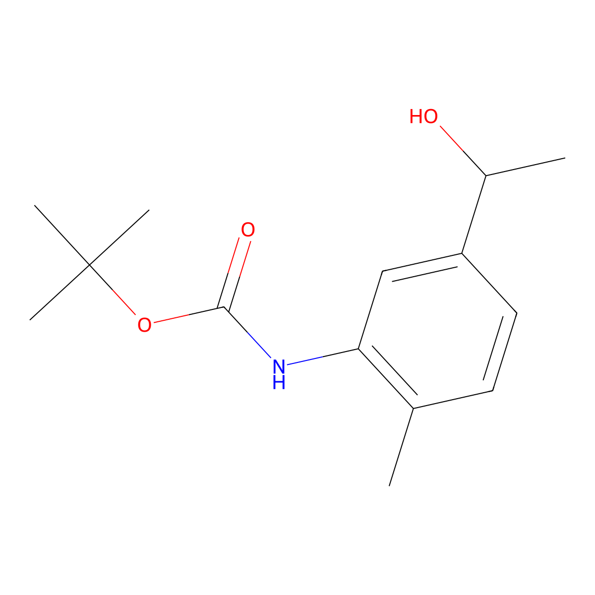 tert-butyl N-{5-[(1S)-1-hydroxyethyl]-2-methylphenyl}carbamate molecular structure, CAS 2227780-26-7