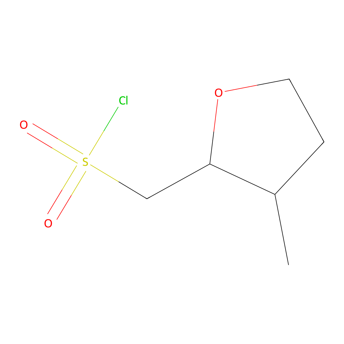 rac-[(2R,3S)-3-methyloxolan-2-yl]methanesulfonyl chloride, cis molecular structure, CAS 2227783-08-4