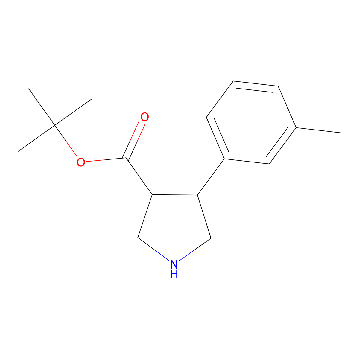 rac-tert-butyl (3R,4S)-4-(3-methylphenyl)pyrrolidine-3-carboxylate molecular structure, CAS 2227787-99-5